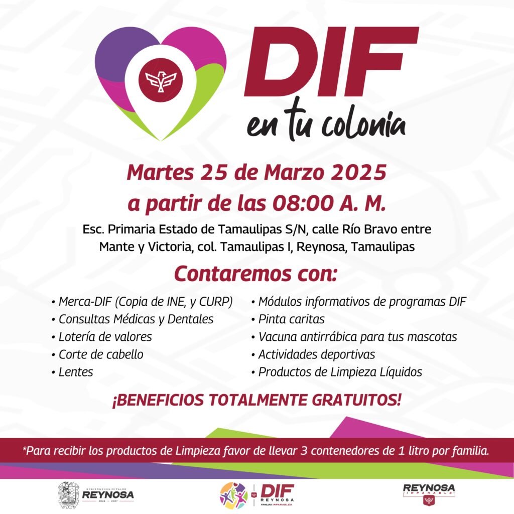 Llevará DIF Reynosa servicios y apoyos a la colonia Tamaulipas I