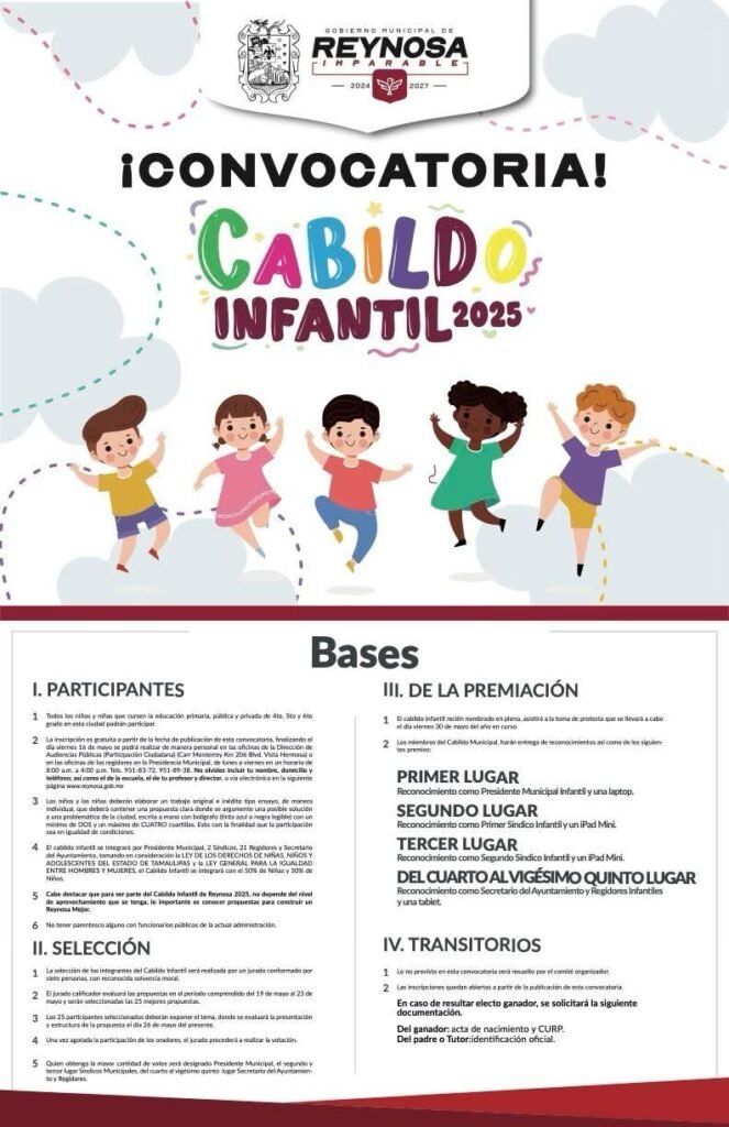 Convoca Presidente Municipal Carlos Peña Ortiz a participar en Cabildo Infantil 2025