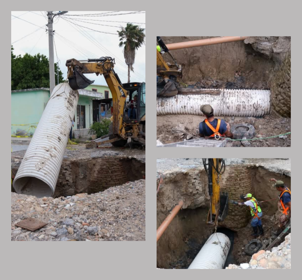 Repara COMAPA de Reynosa colector en colonia Margarita Maza de Juárez
