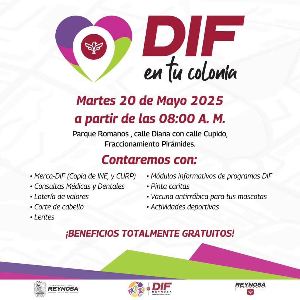 Acercará DIF-Reynosa servicios gratuitos a familias de Pirámides