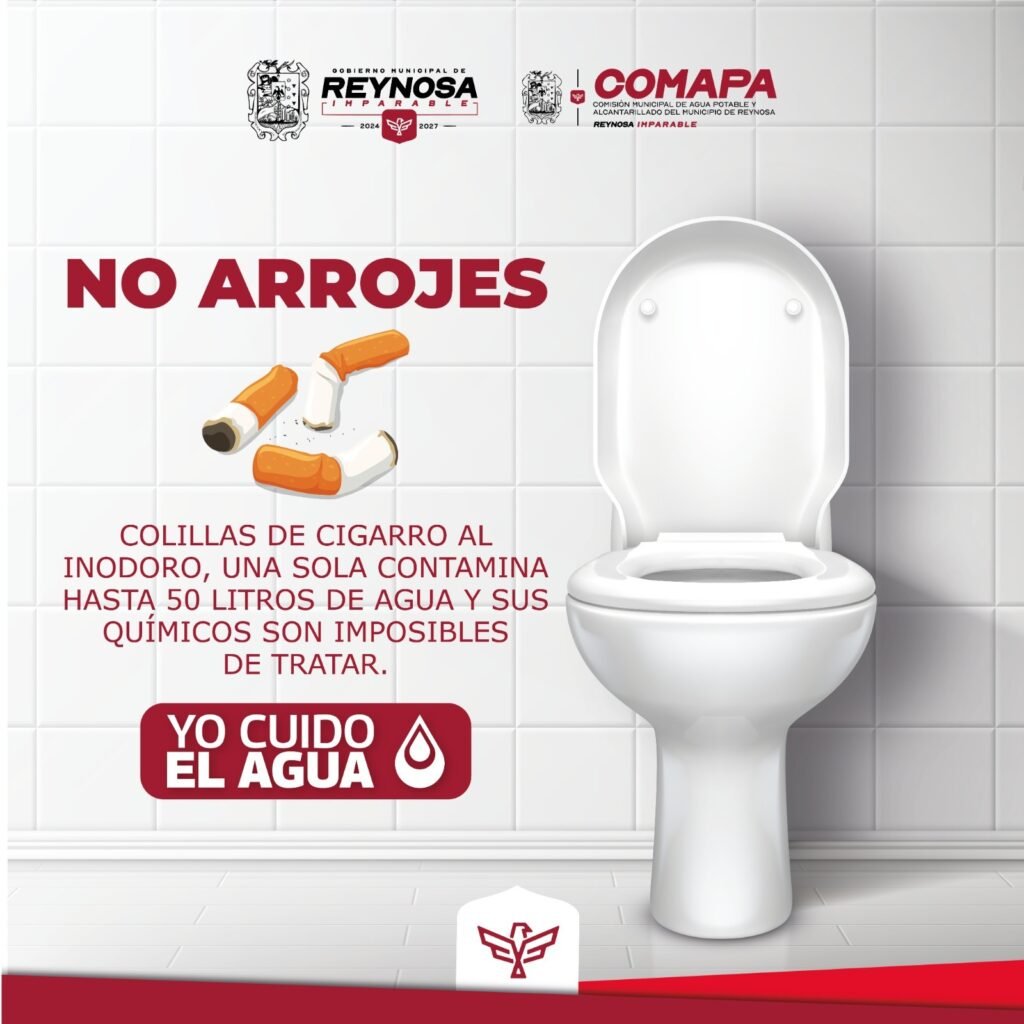 Recomienda COMAPA proteger el agua evitando tirar colillas al inodoro
