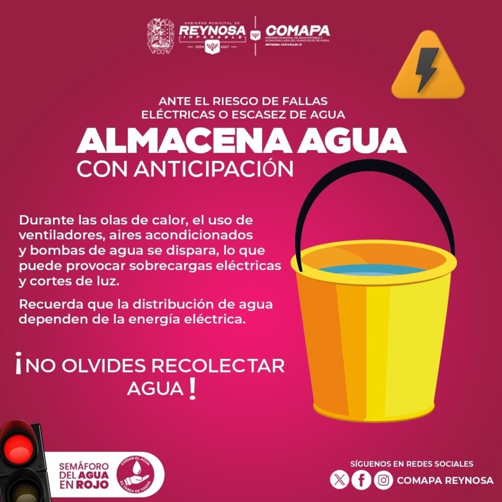 Recomienda COMAPA almacenar agua con anticipación en esta temporada de altas temperaturas