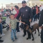 Agrupamiento canino de la Guardia Estatal convive con la ciudadanía en Brigada “Transformando Familias”