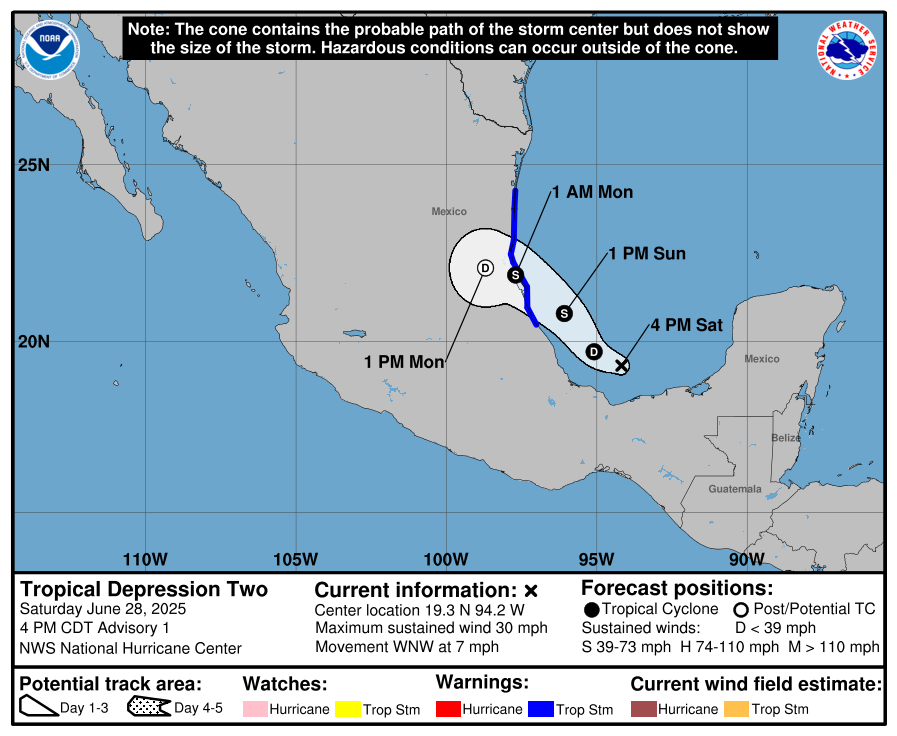 Depresión Tropical amenaza con fortalecerse e impactar el sur de Tamaulipas
