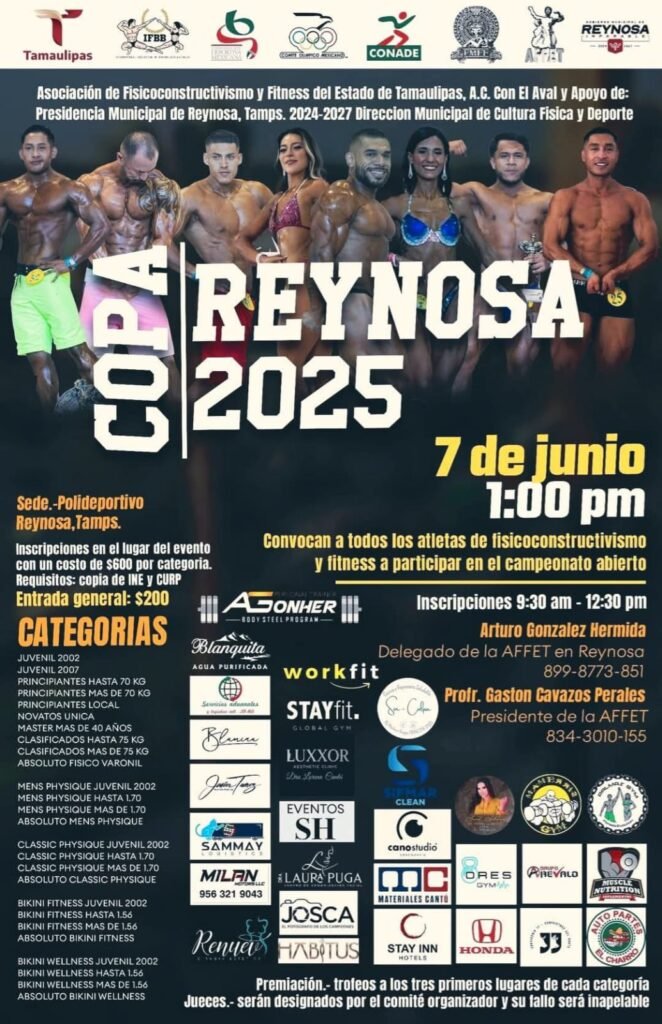 Invita Gobierno Municipal a la Copa Reynosa 2025 de Fisicoconstructivismo y Fitness