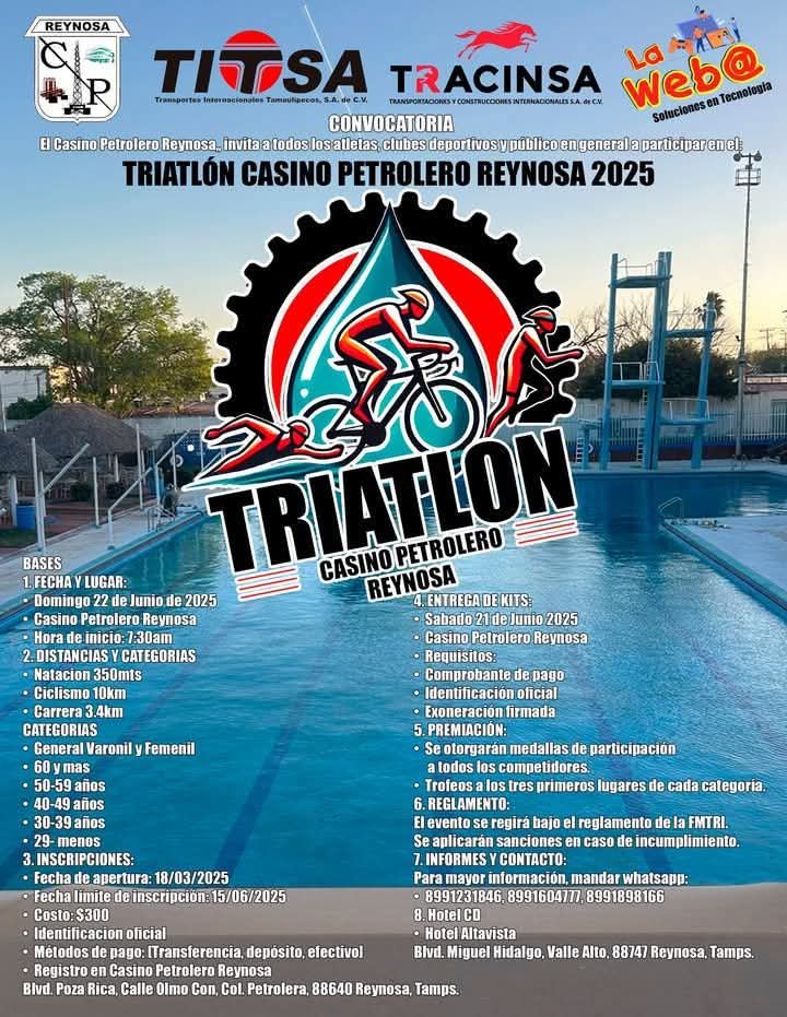 Impulsa Gobierno de Reynosa Triatlón Casino Petrolero 2025