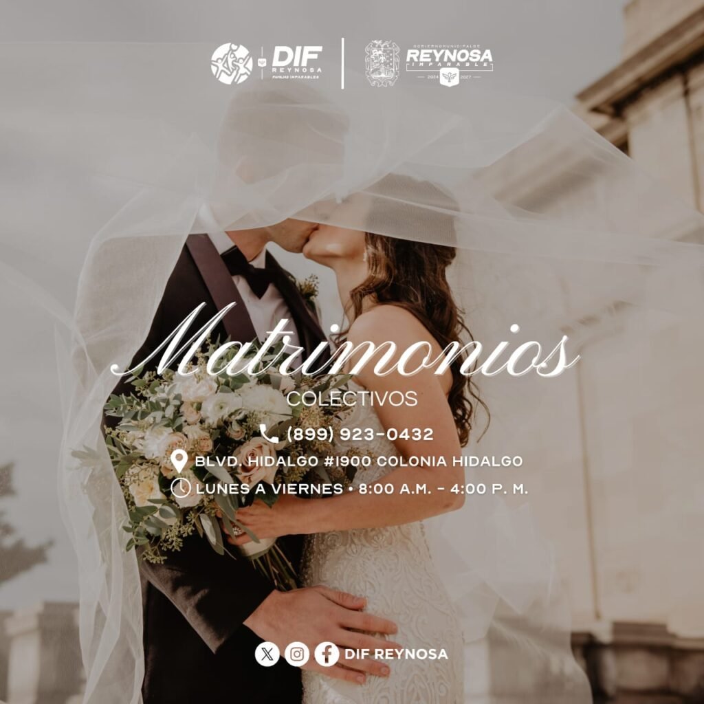 Invita DIF-Reynosa a registrarse en convocatoria para Matrimonios Colectivos 2025