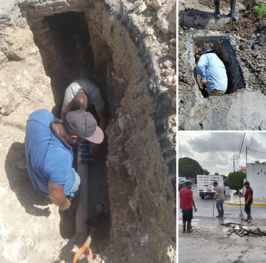Trabaja COMAPA en reparación de fugas de agua en distintos sectores de la ciudad