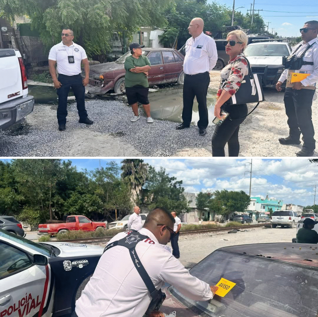 Retira Tránsito y Vialidad de Reynosa autos abandonados y chatarra