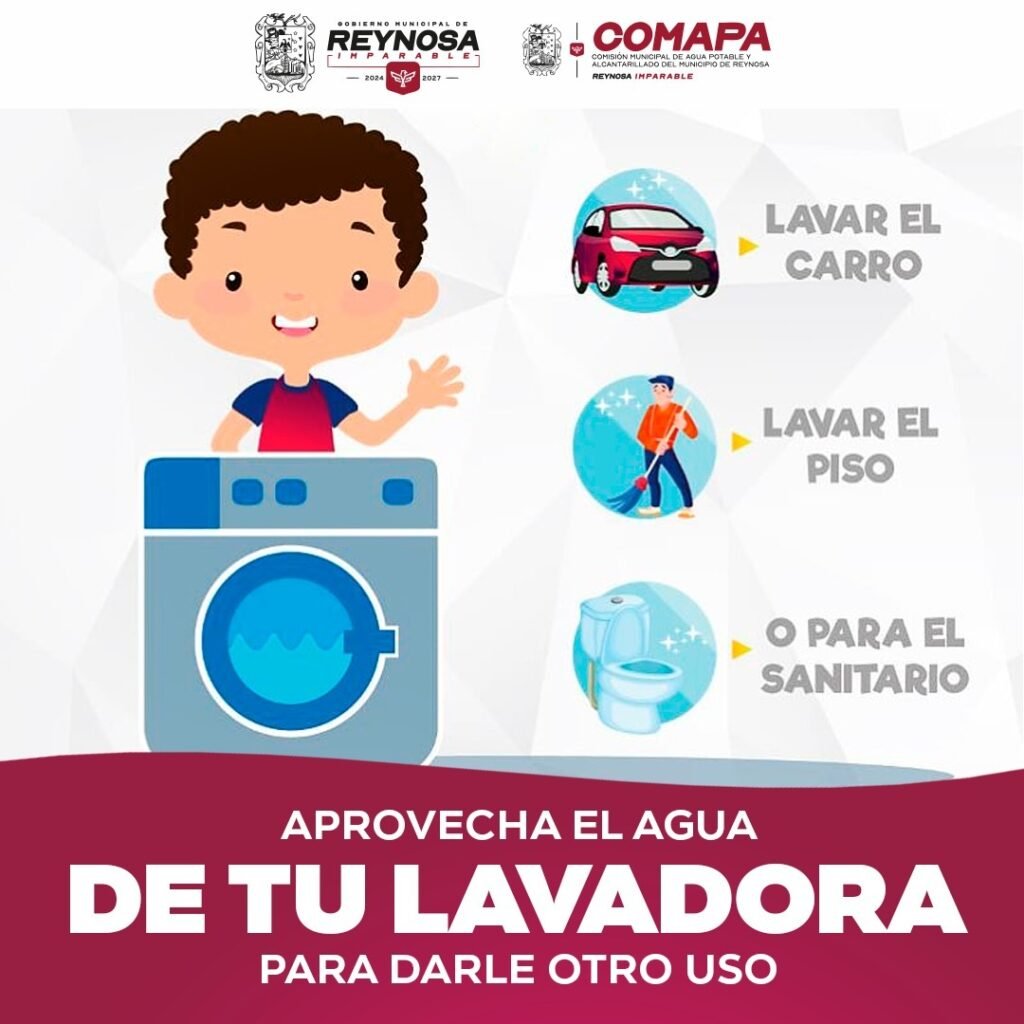Invita COMAPA a reutilizar el agua de la lavadora en tareas domésticas
