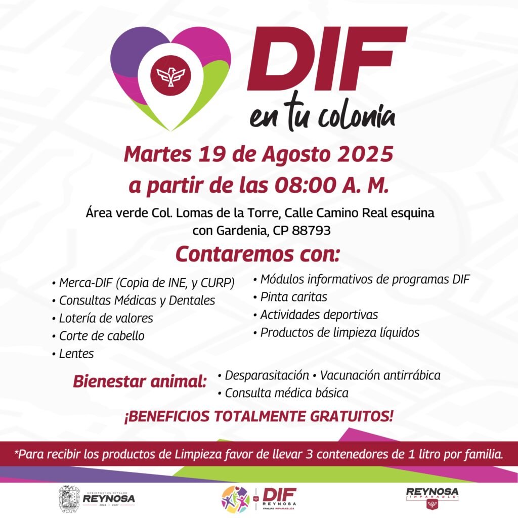 Acercará DIF-Reynosa servicios gratuitos a la colonia Lomas de la Torre