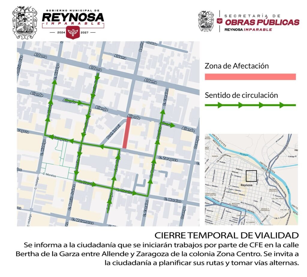 Anuncian cierre temporal de vialidad y suspensión de energía eléctrica por obra