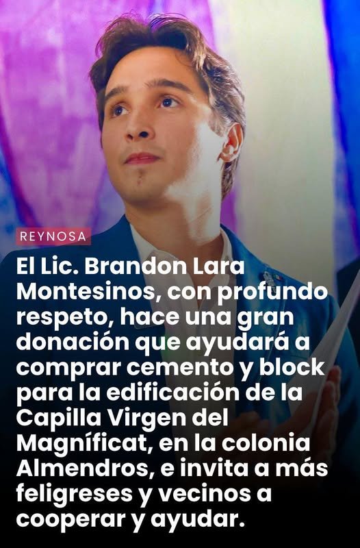 Generosa donación hace Brando Lara para edificar Iglesia