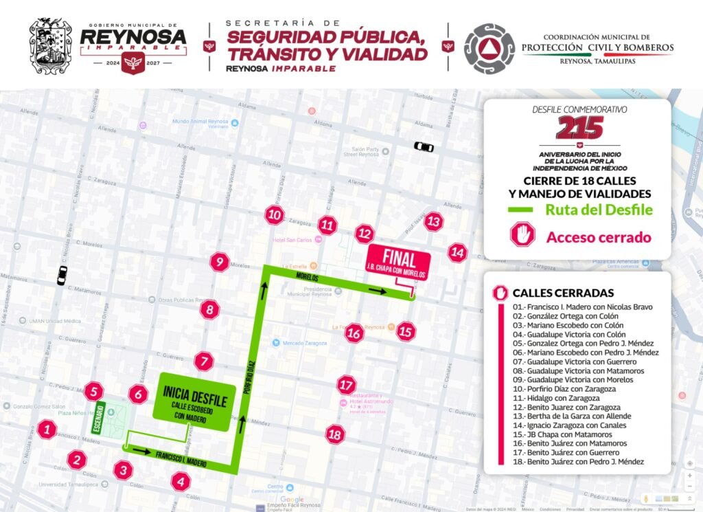 Conoce el cierre de calles por el Desfile Conmemorativo del 16 de Septiembre
