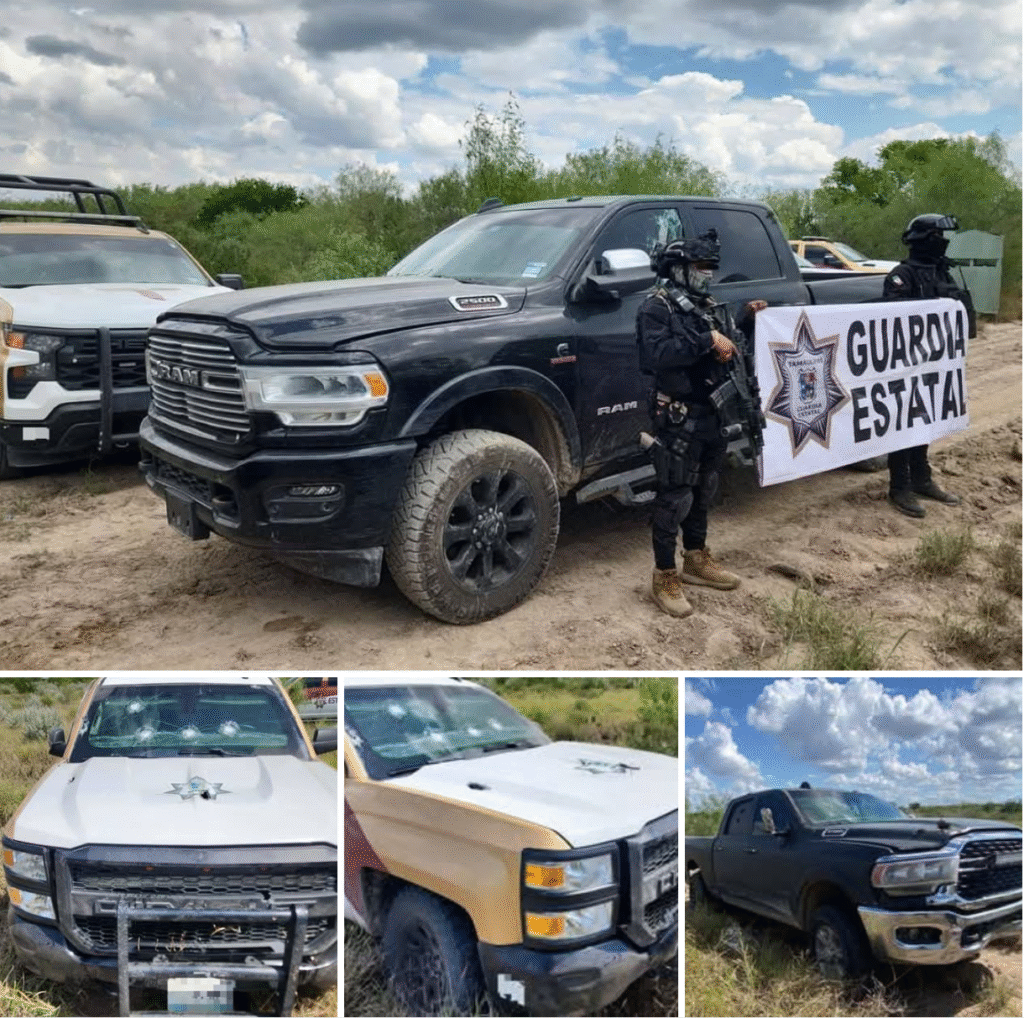 Aseguran camionetas con blindaje artesanal tras agresión a estatales en Miguel Alemán