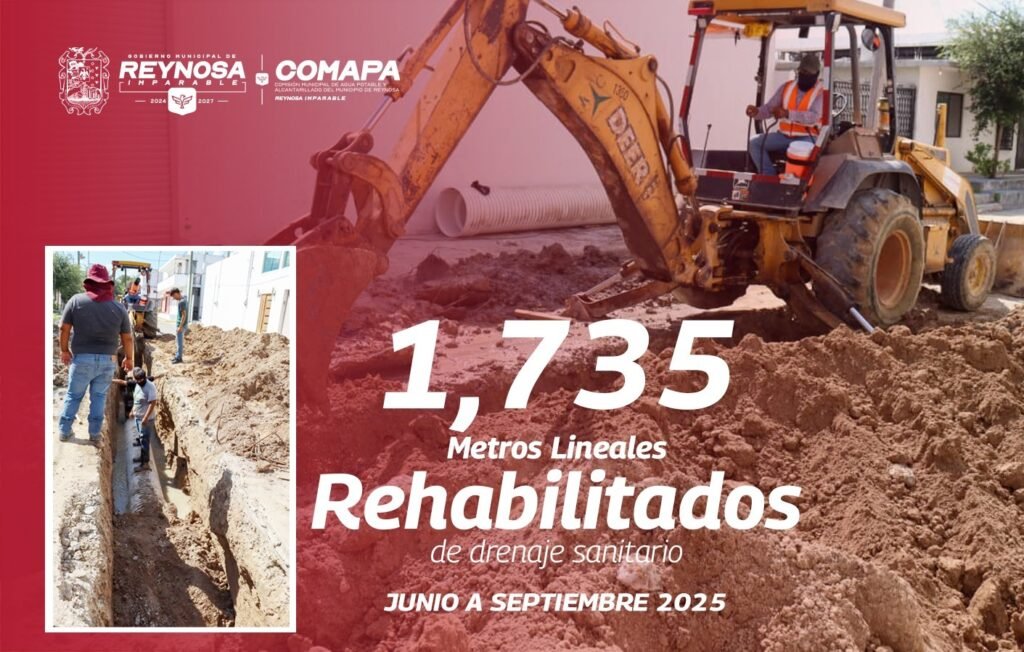 Rehabilitó COMAPA 1,735 ml de drenaje sanitario de junio a septiembre
