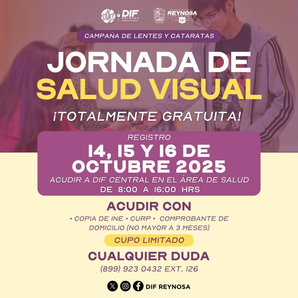 Realiza DIF-Reynosa Registro para Jornada de Salud Visual en beneficio de las familias
