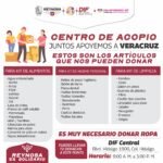 Instalan Alcalde Carlos Peña Ortiz, DIF y Voluntariado centro de acopio para apoyar a familias de Veracruz