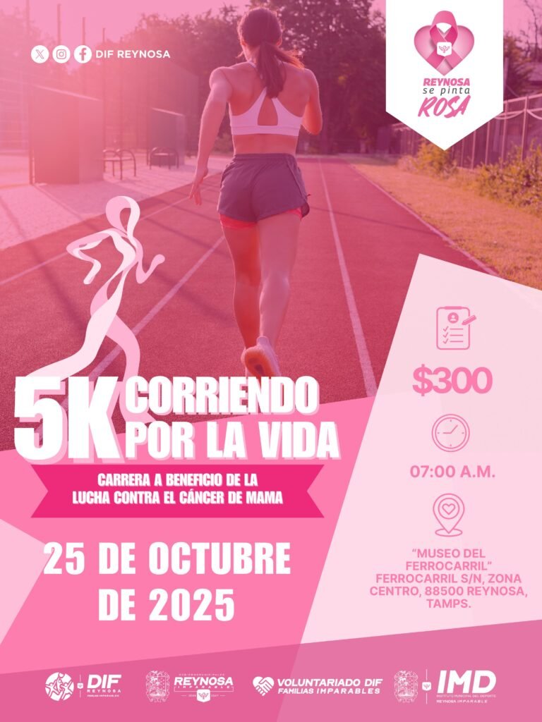 Reynosa se pinta de rosa con la Carrera 5K “Corriendo por la Vida”: Invita DIF Municipal a participar