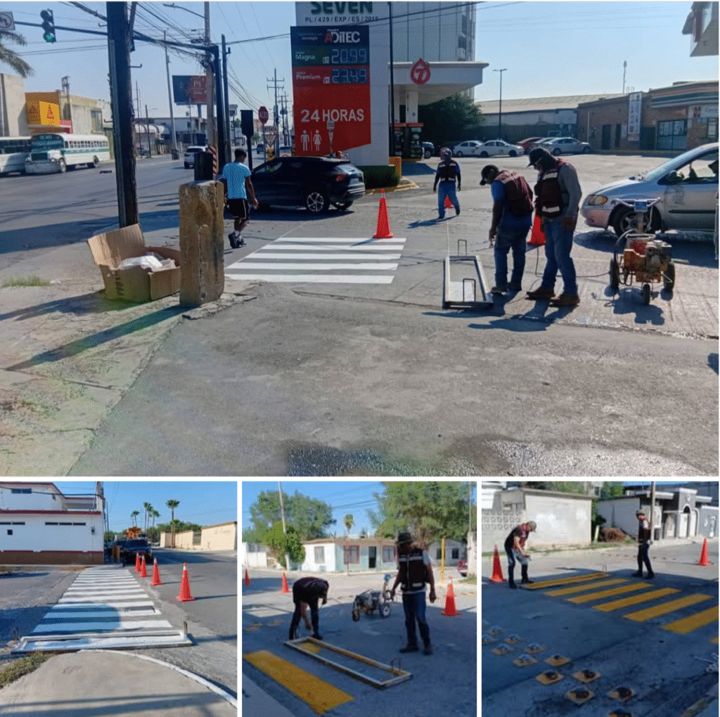 Resguardan con cruces “cebra” a peatones en Reynosa