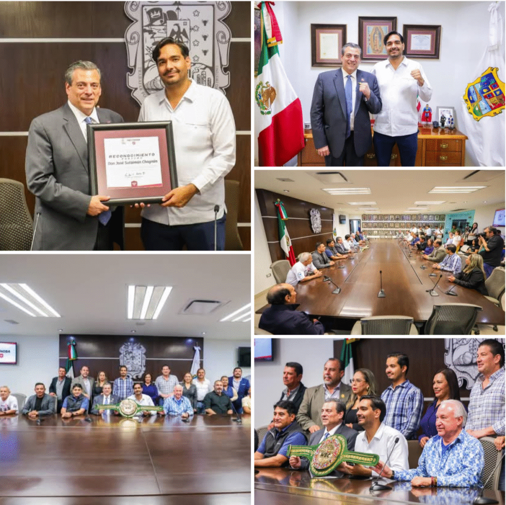 Entregó Carlos Peña Ortiz reconocimiento póstumo a José Sulaimán Chagnón en manos de Mauricio Sulaimán