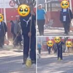 Directora de escuela puso a barrer el patio a alumnos rebeldes