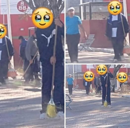 Directora de escuela puso a barrer el patio a alumnos rebeldes