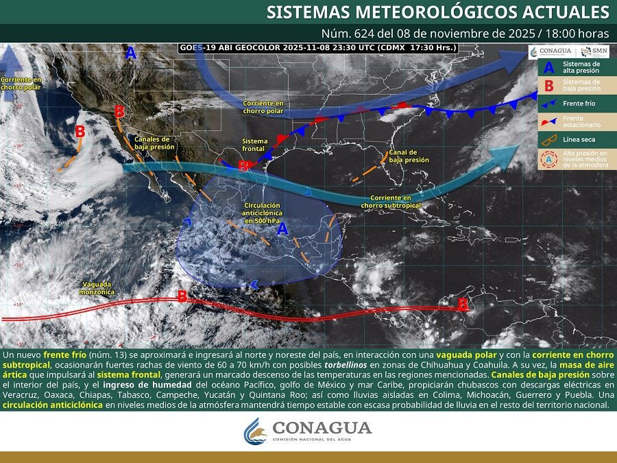 Alerta CNPC por entrada de frente frío 13 a Tamaulipas; viene con frío intenso
