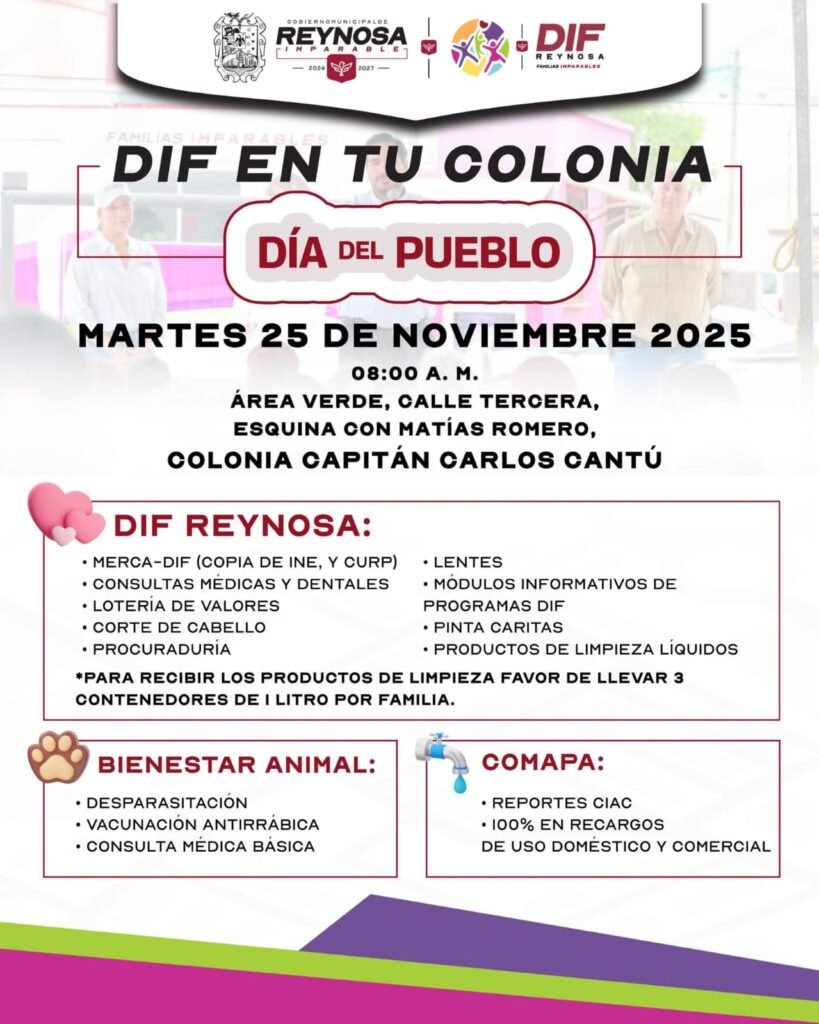 Llegará Brigada de DIF-Reynosa con servicios gratuitos a la colonia Capitán Carlos Cantú