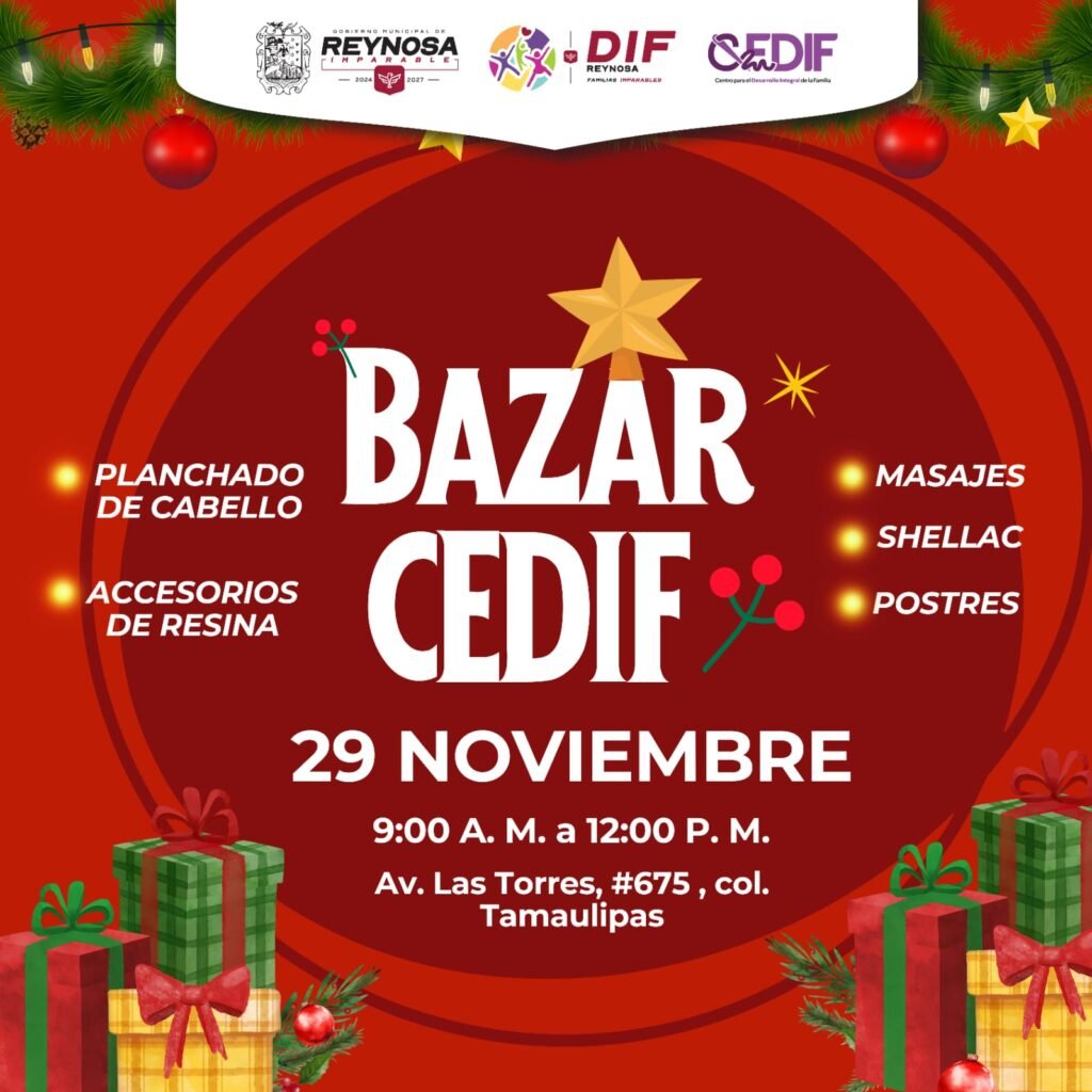 Invita DIF-Reynosa a Bazar CEDIF en la colonia Las Torres