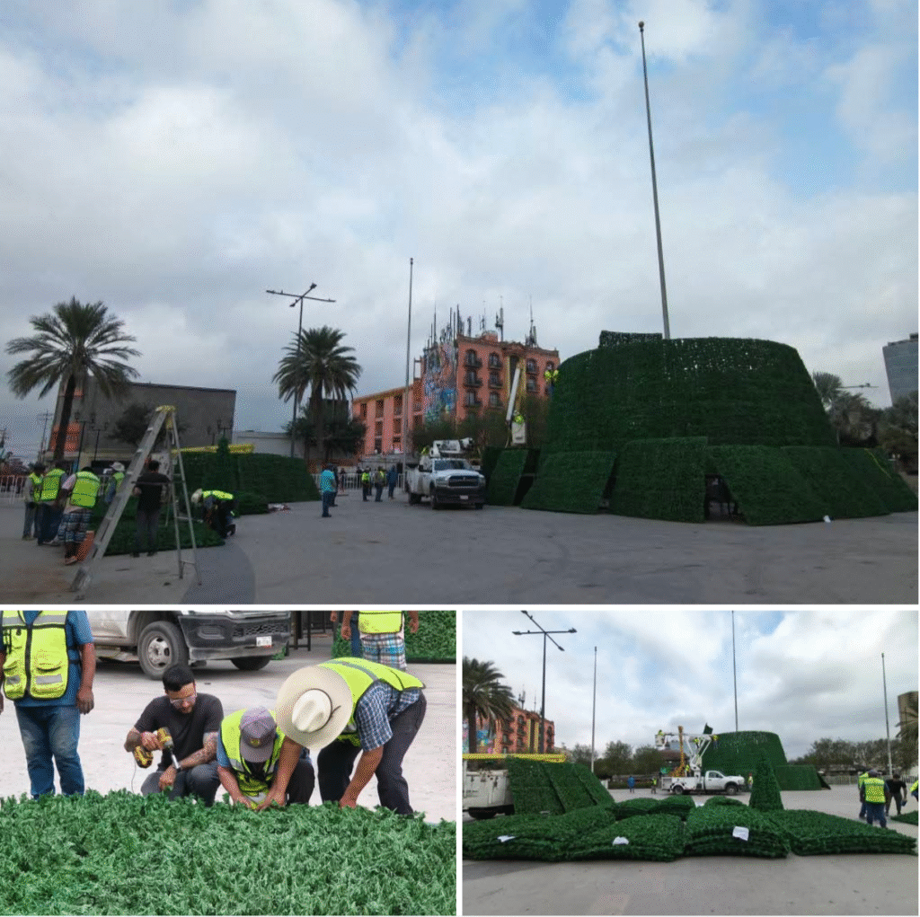 Inicia colocación del pino mega navideño