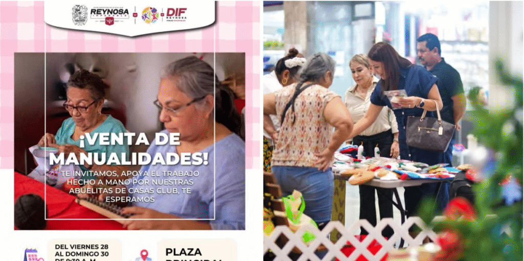 Abuelitas de Casas Club de DIF-Reynosa invitan a la comunidad a venta de manualidades