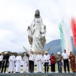 Entregan Américo y María escultura monumental de la Virgen de la Misericordia en El Chorrito