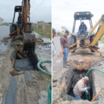 Atiende COMAPA fuga de agua residual en la Carretera Reynosa–Río Bravo