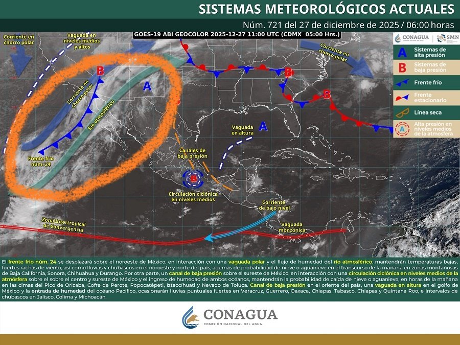 Se combinarán vaguada polar con río atmosférico