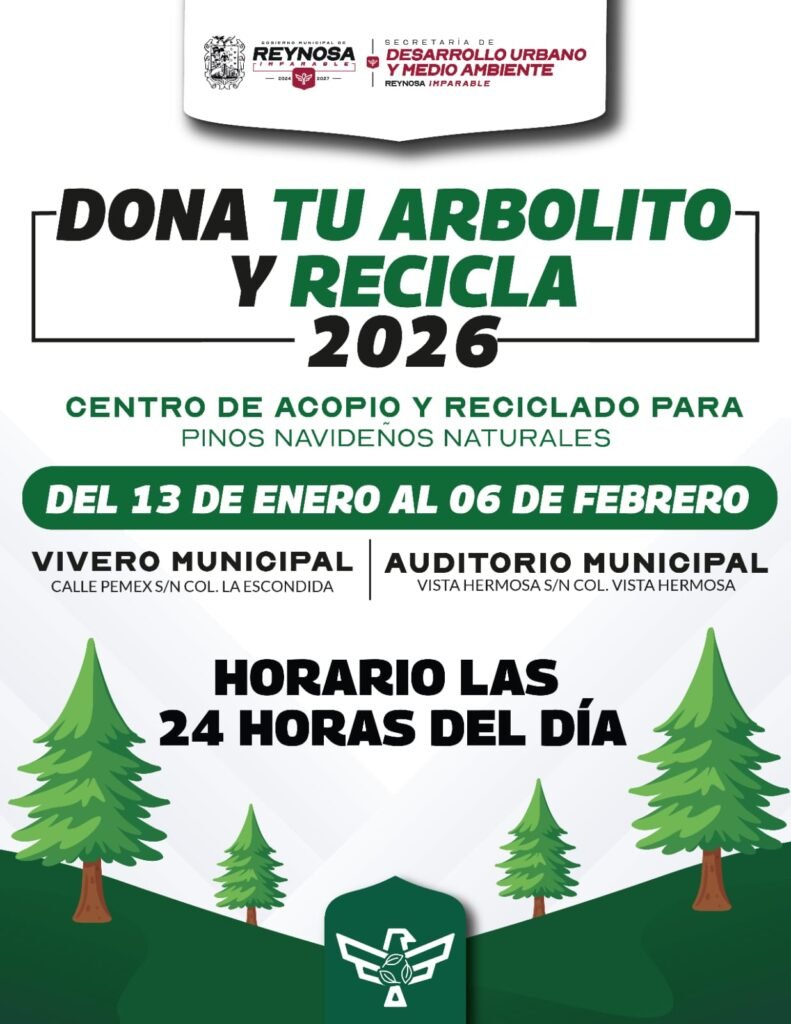 Abrirá Gobierno de Reynosa Centros de Acopio y Reciclado de árboles navideños