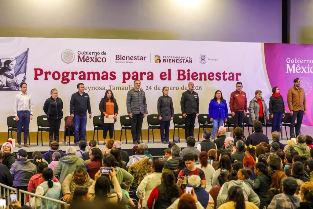 Entregó Claudia Sheinbaum Pardo apoyos federales en Reynosa con el Gobernador Américo Villarreal Anaya y el Alcalde Carlos Peña Ortiz
