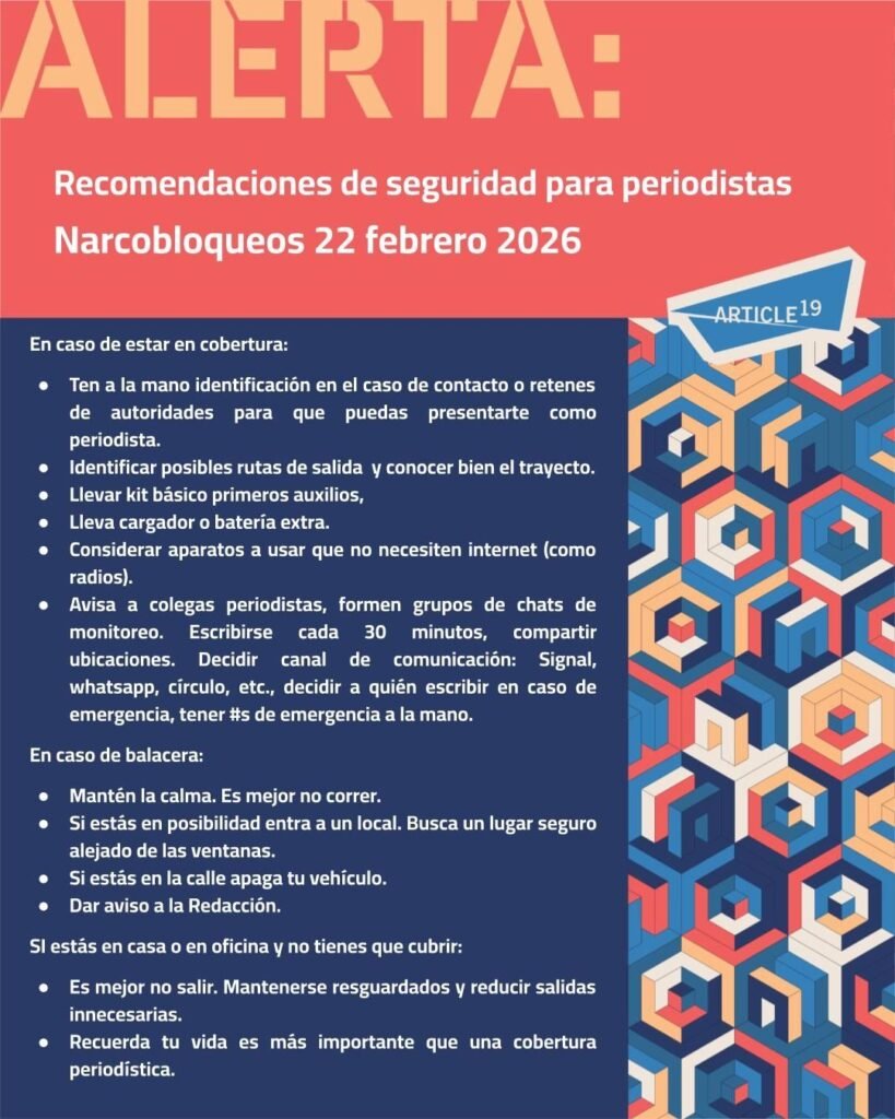 Recomiendan a periodistas precaución ante narcoviolencia