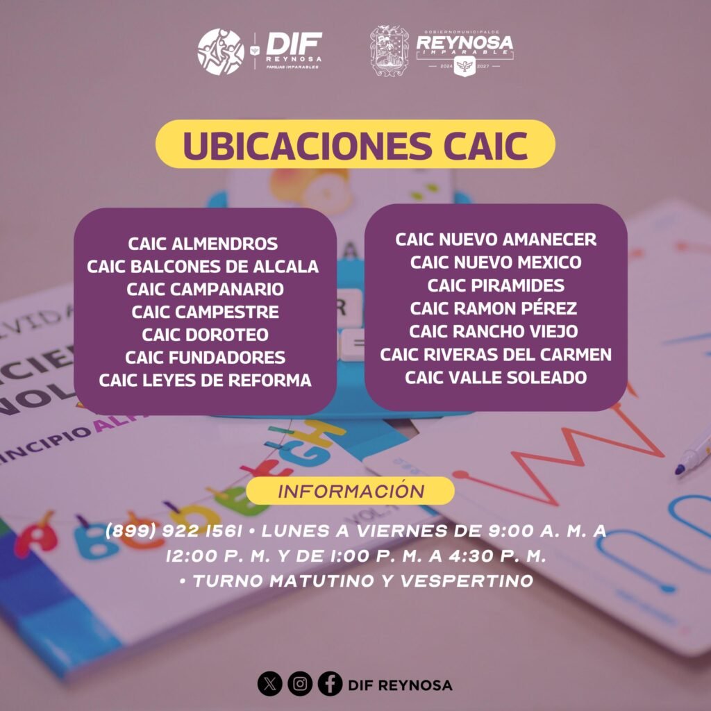 Abre DIF-Reynosa inscripciones en los CAIC