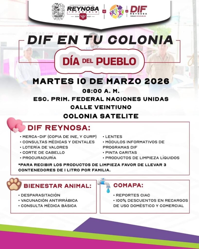 Llevará DIF-Reynosa brigada a familias de la colonia Satélite