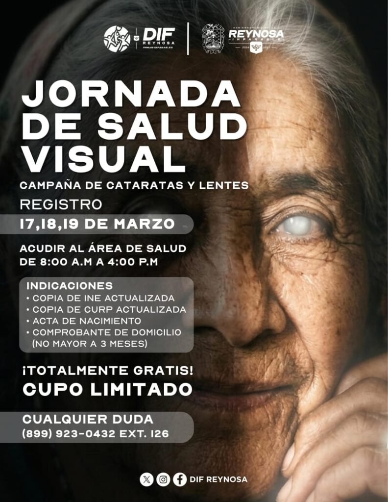 Invita DIF-Reynosa a registrarse en la Jornada de Salud Visual 2026