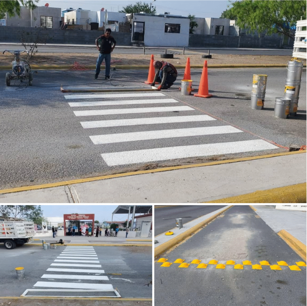 Pinta Gobierno Municipal de Reynosa cruce peatonal escolar