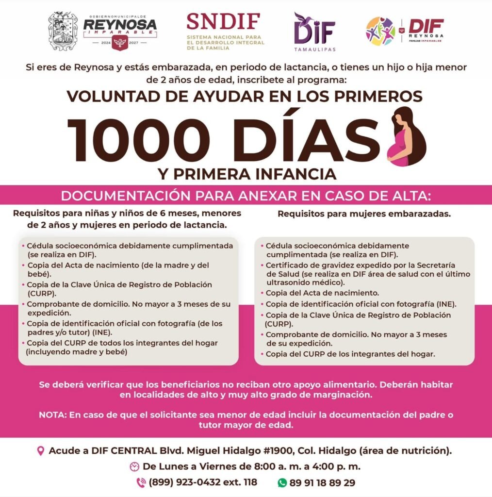 Invita DIF-Reynosa a integrarse al programa “Voluntad de ayudar en los primeros 1000 días”