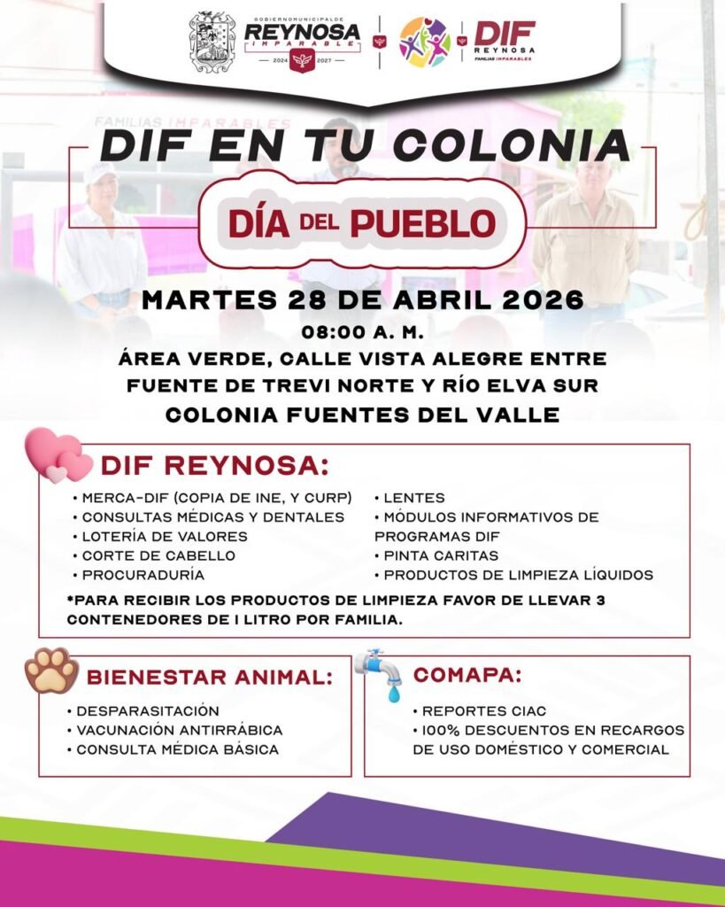 Llevará DIF-Reynosa brigada de servicios gratuitos a Fuentes del Valle