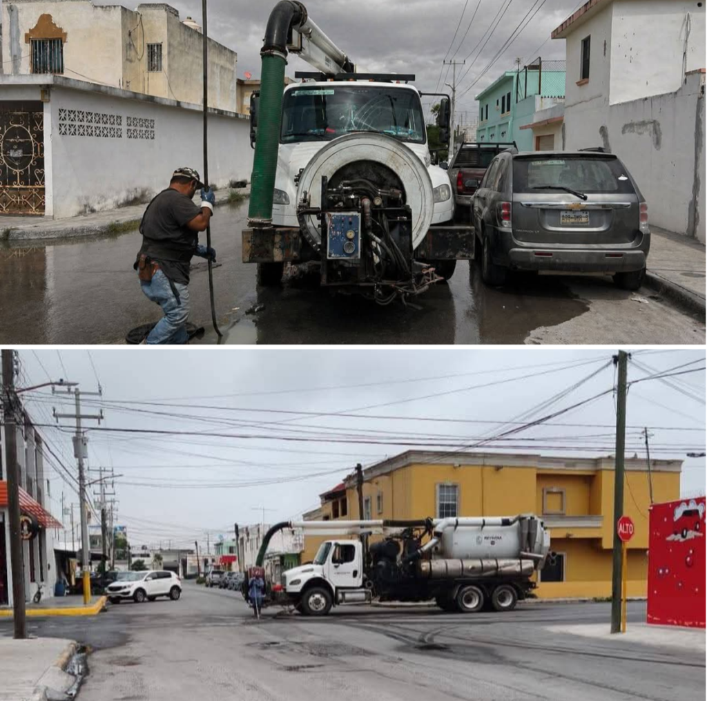 Trabaja Gobierno de Reynosa a la par de la COMAPA en desazolve del drenaje sanitario