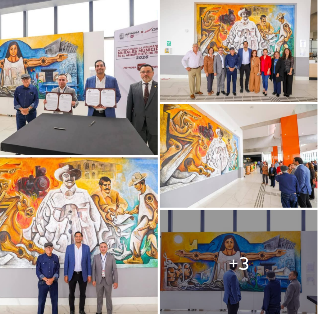 Firmaron Gobierno de Carlos Peña Ortiz y Aeropuerto Internacional Lucio Blanco la conservación de Murales