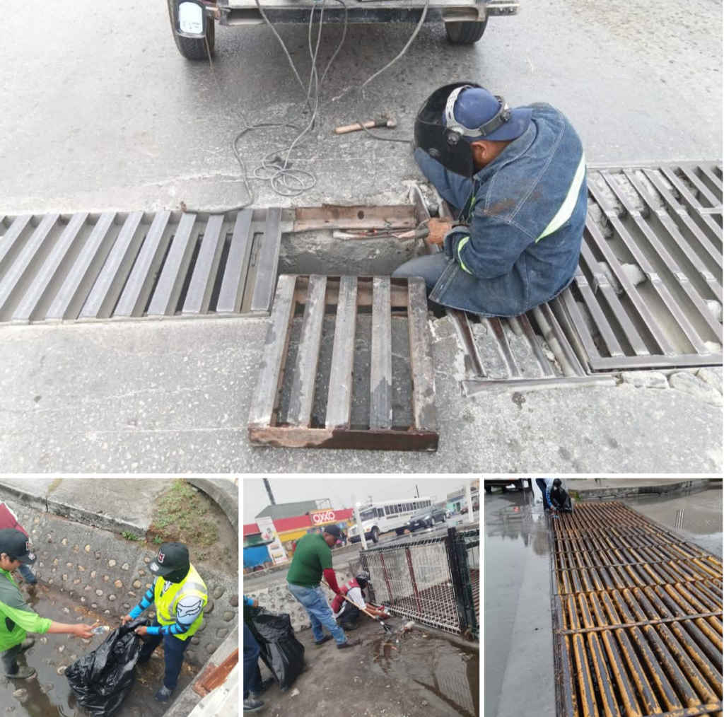 Reforzó Servicios Públicos de Reynosa limpieza y reparación de rejillas pluviales