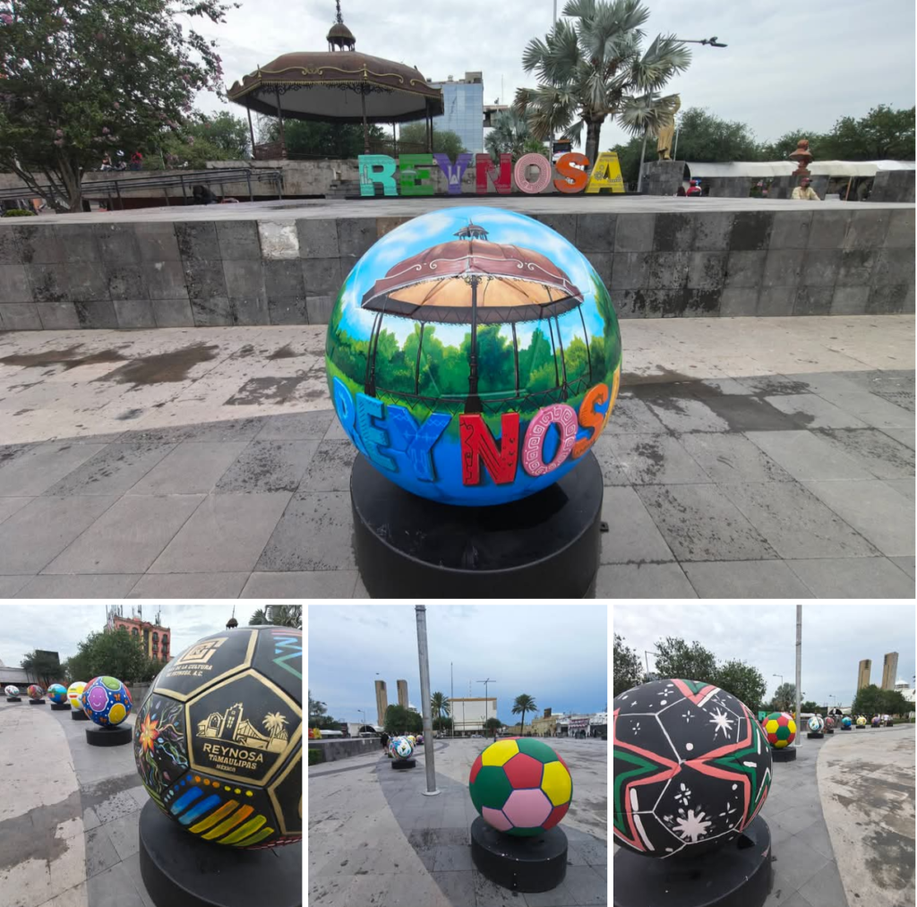 Adornan la plaza con coloridos balones