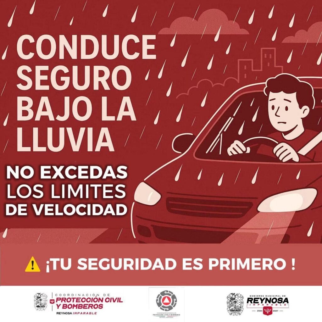 Exhorta PCyB de Reynosa a manejar con precaución ante las lluvias