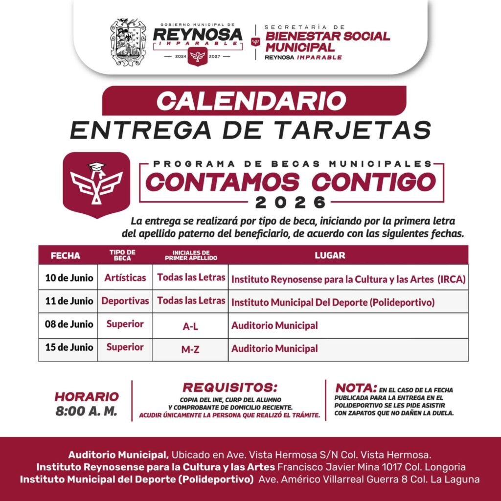 Convoca el Alcalde Carlos Peña Ortiz a beneficiarios del Programa de Becas Municipales Contamos Contigo 2026